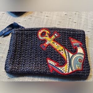 Vera Bradley Navy Pouch with Colorful Anchor